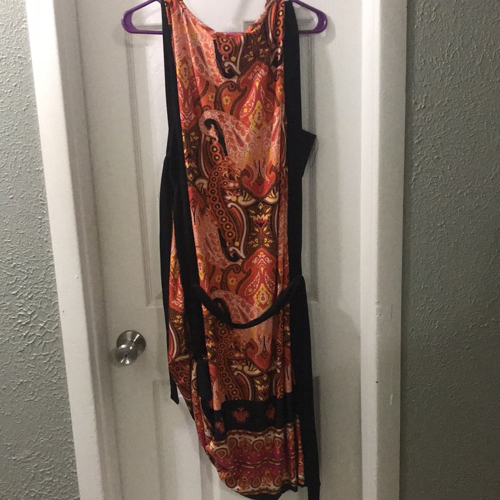 DOTS Sleeveless orange and black knee length dress plus size, NWT - Picture 4 of 4